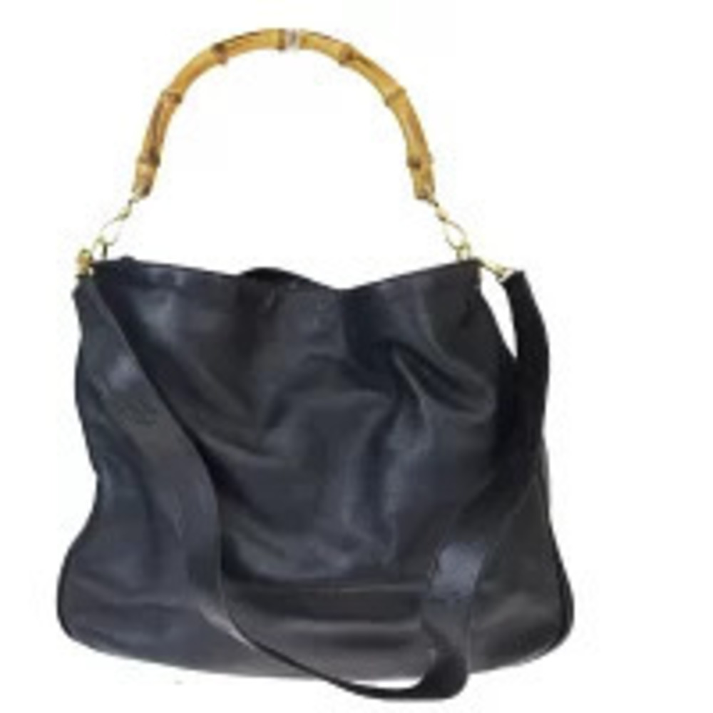 Gucci Bamboo Bag Leather Shoulder Black